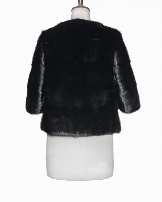Black fur coat backside