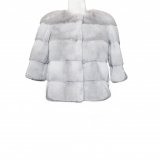 light grey fur coat front side