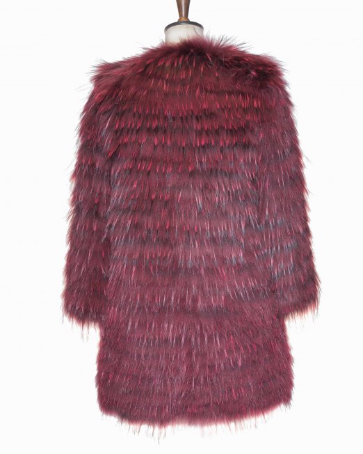 purple fur coat backside